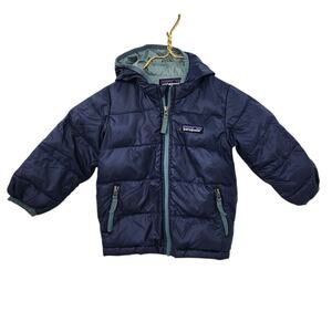 Baby Boy's Patagonia Blue Navy Down Puffer Coat Hooded Size 6-12 Months